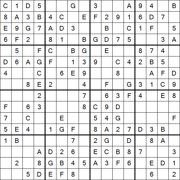 Sudoku 16x16 - Einfach
