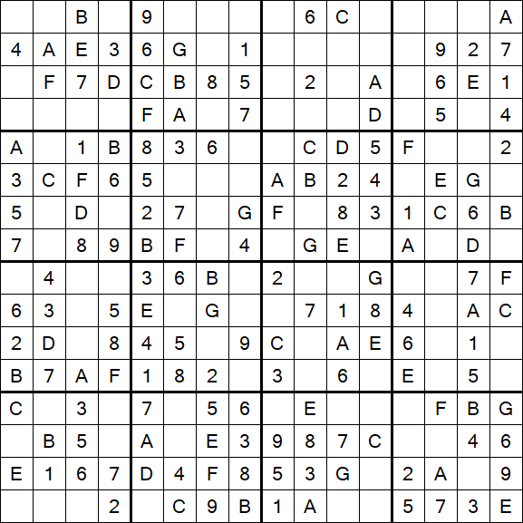 Sudoku 16x16 - Einfach
