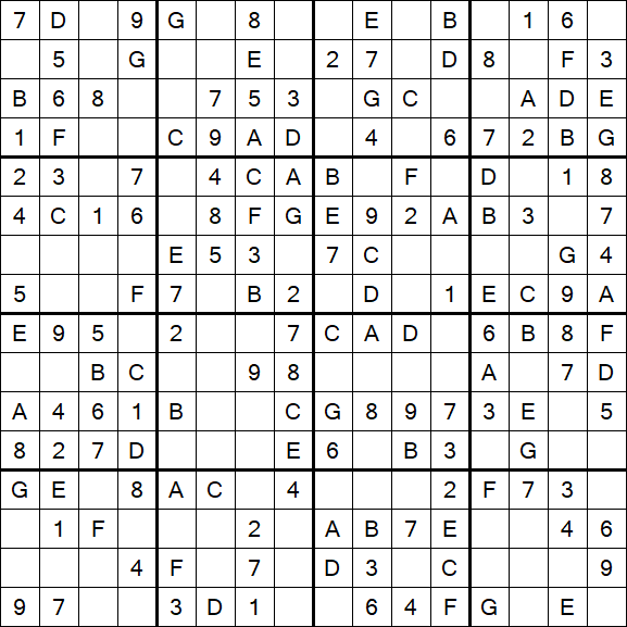 Sudoku 16x16 - Einfach