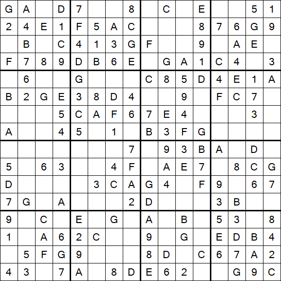 Sudoku 16x16 - Einfach
