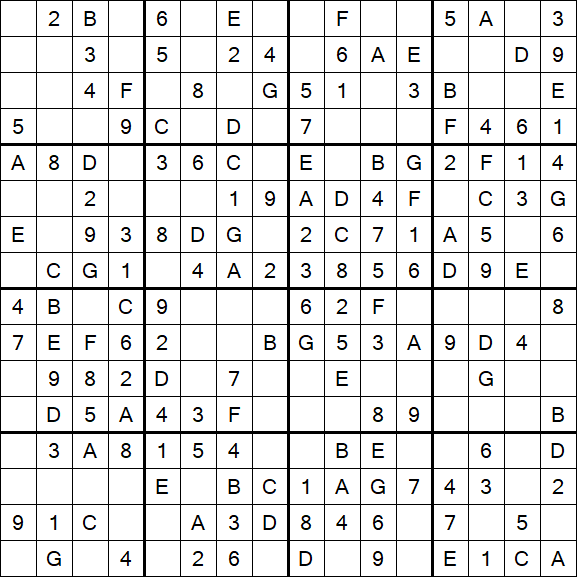 Sudoku 16x16 - Einfach