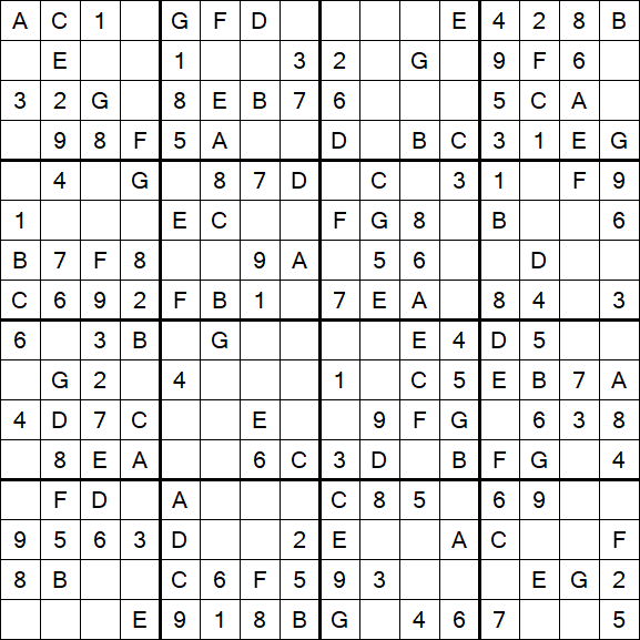 Sudoku 16x16 - Einfach