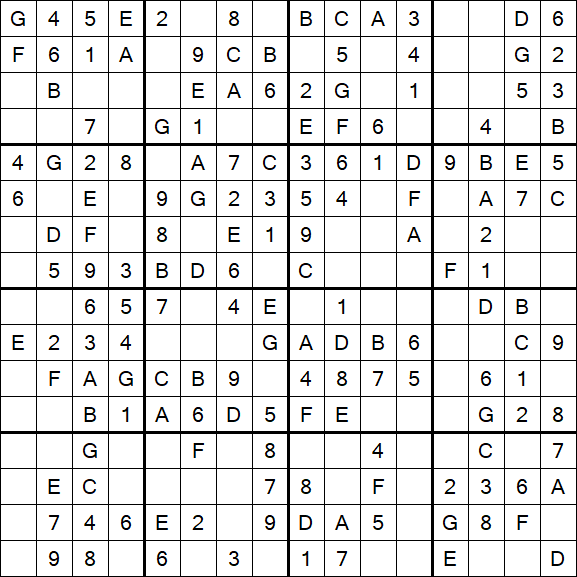 Sudoku 16x16 - Einfach