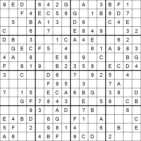 Sudoku 16x16 - Einfach