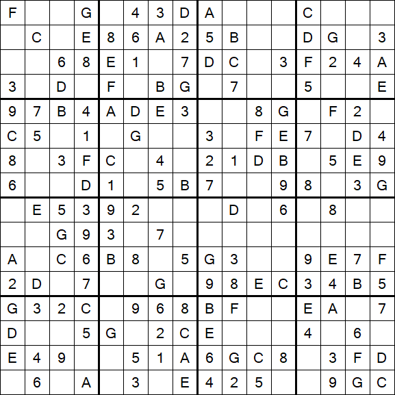 Sudoku 16x16 - Einfach