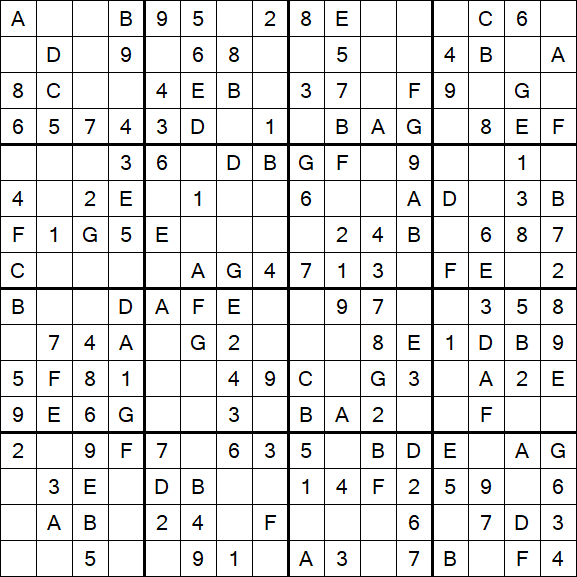 Sudoku 16x16 - Einfach