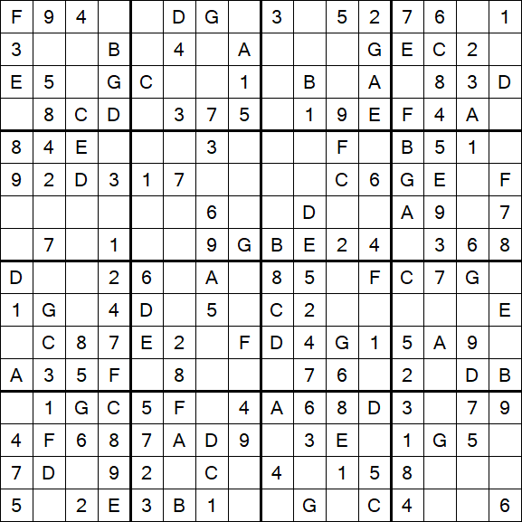 Sudoku 16x16 - Einfach