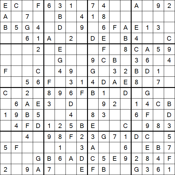 Sudoku 16x16 - Simple