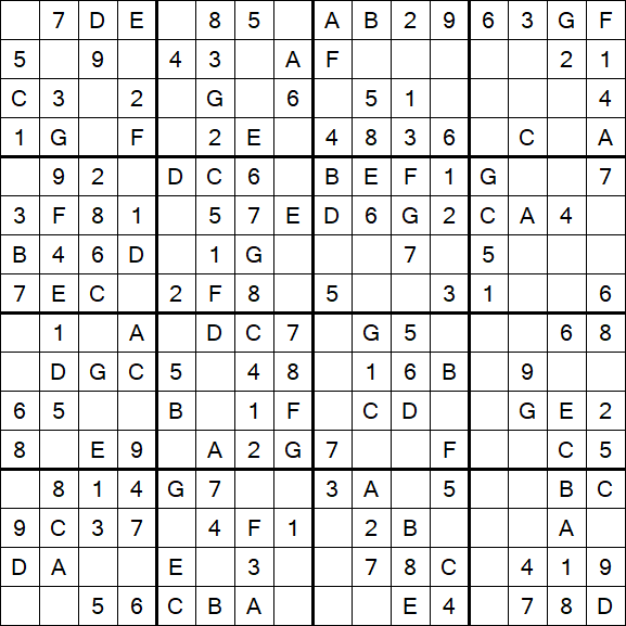 Sudoku 16x16 - Einfach