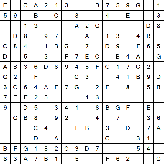 Sudoku 16x16 - Einfach
