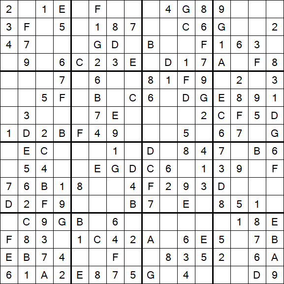 Sudoku 16x16 - Einfach