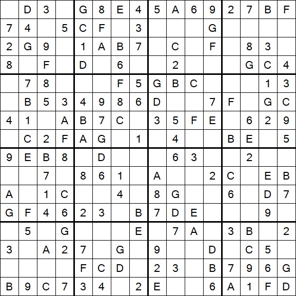 Sudoku 16x16 - Einfach