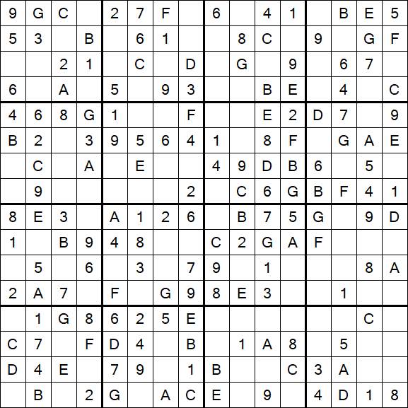 Sudoku 16x16 - Einfach