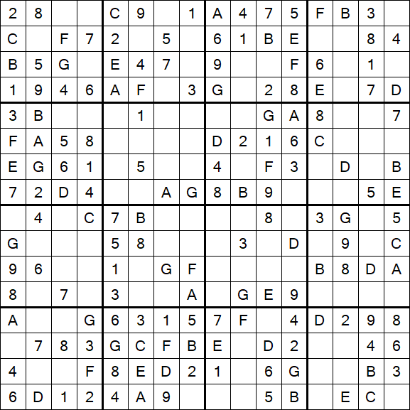 Sudoku 16x16 - Einfach