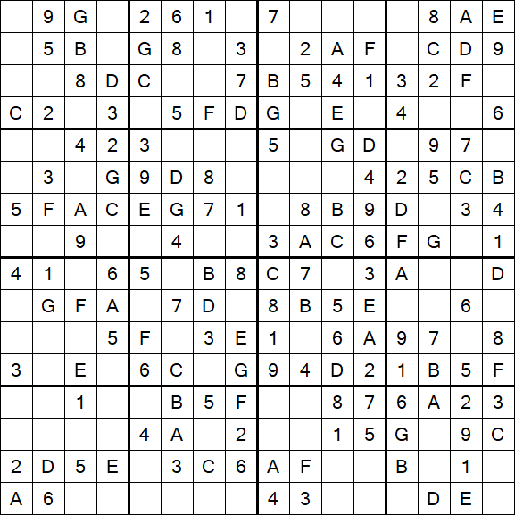 Sudoku 16x16 - Einfach