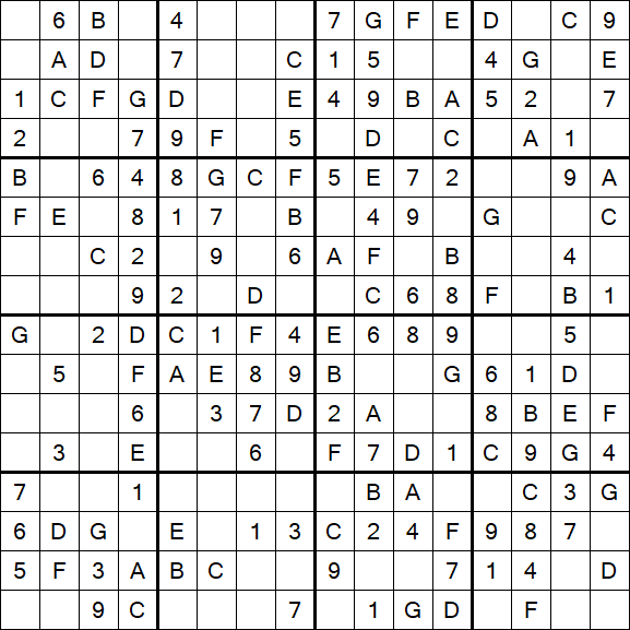 Sudoku 16x16 - Einfach