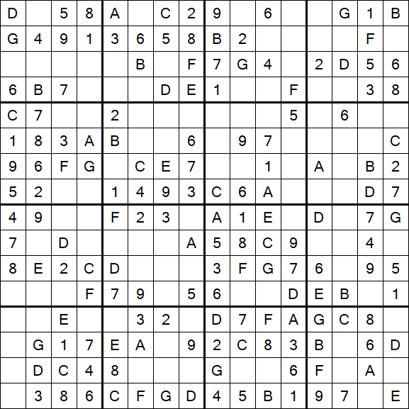 Sudoku 16x16 - Einfach