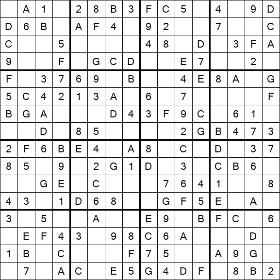 Sudoku 16x16 - Easy