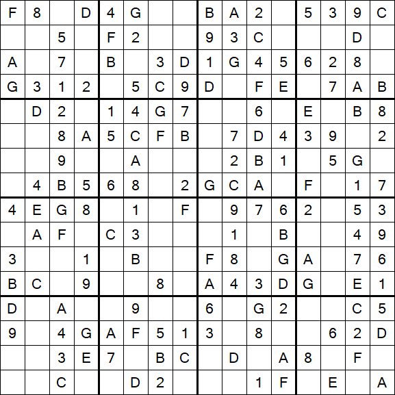 Sudoku 16x16 - Einfach