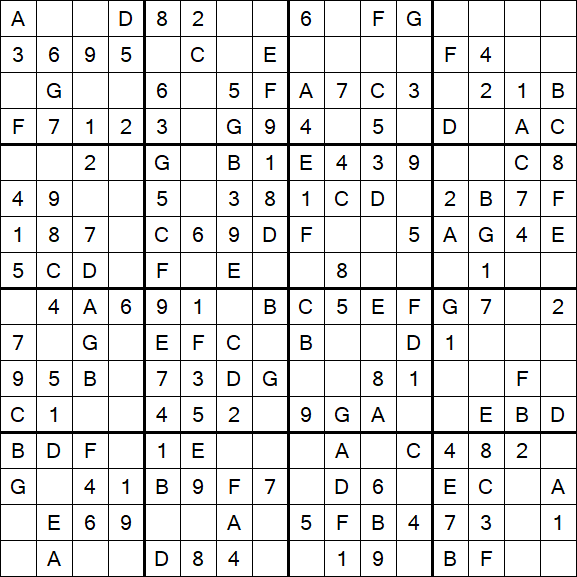 Sudoku 16x16 - Einfach