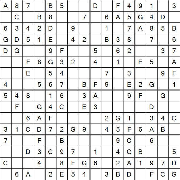 Sudoku 16x16 - Easy