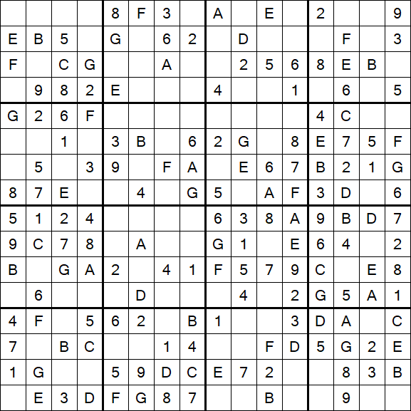 Sudoku 16x16 - Easy