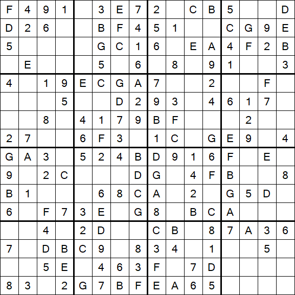 Sudoku 16x16 - Simple