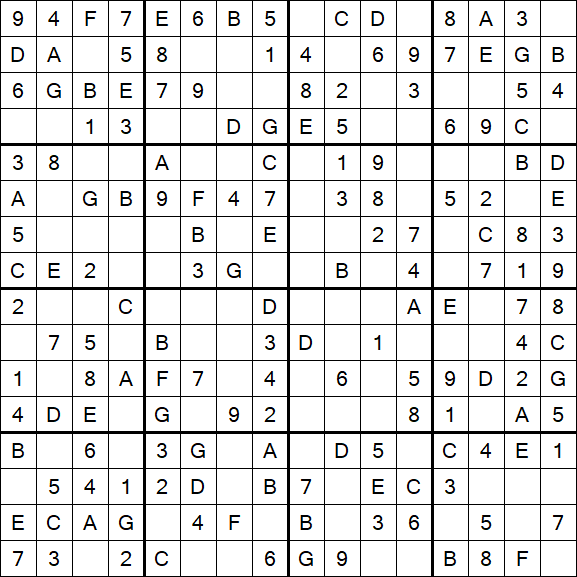 Sudoku 16x16 - Simple