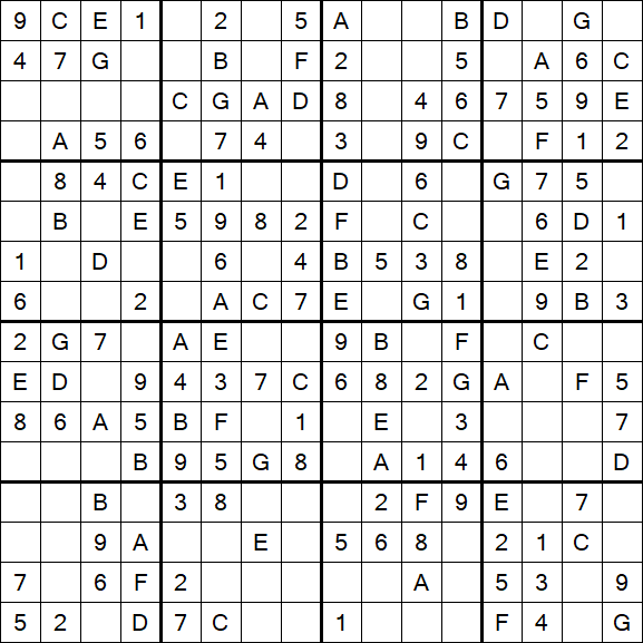 Sudoku 16x16 - Simple