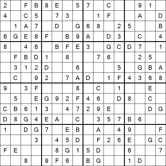 Sudoku 16x16 - Simple