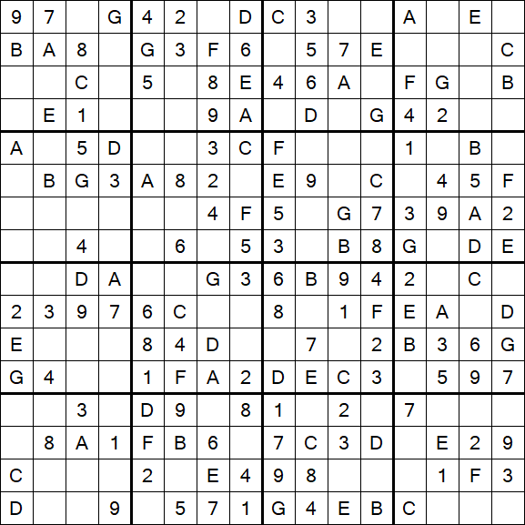 Sudoku 16x16 - Simple