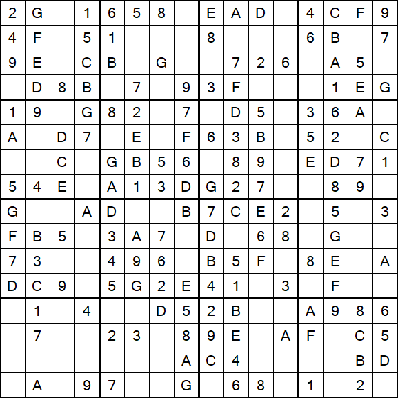 Sudoku 16x16 - Simple