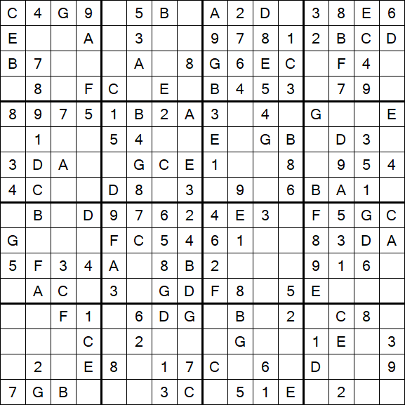 Sudoku 16x16 - Simple