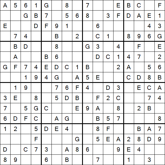 Sudoku 16x16 - Simple