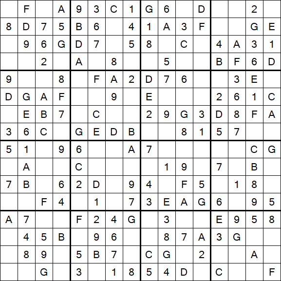 Sudoku 16x16 - Easy