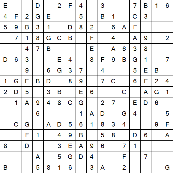Sudoku 16x16 - Easy
