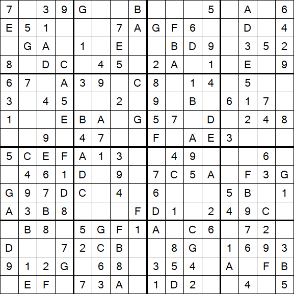 Sudoku 16x16 - Easy