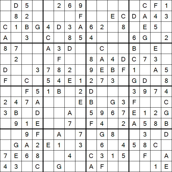 Sudoku 16x16 - Easy
