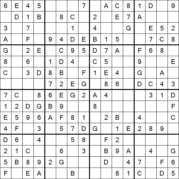 Sudoku 16x16 - Easy