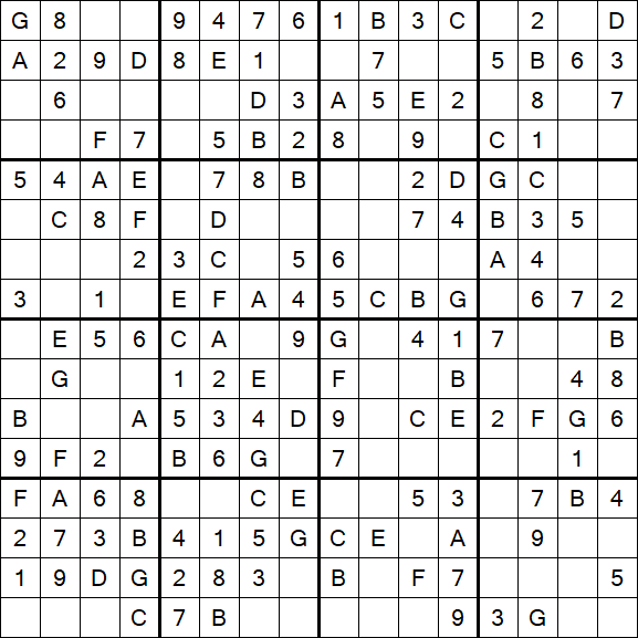 Sudoku 16x16 - Easy