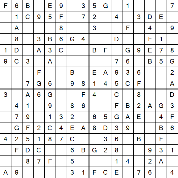 Sudoku 16x16 - Easy