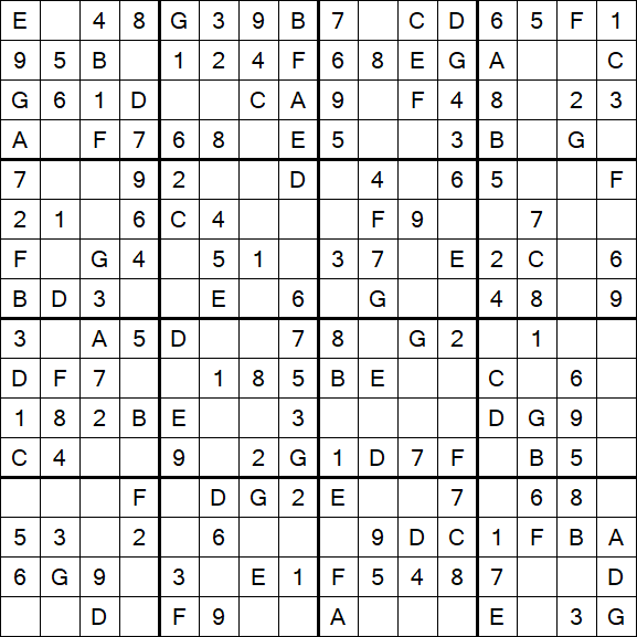 Sudoku 16x16 - Easy