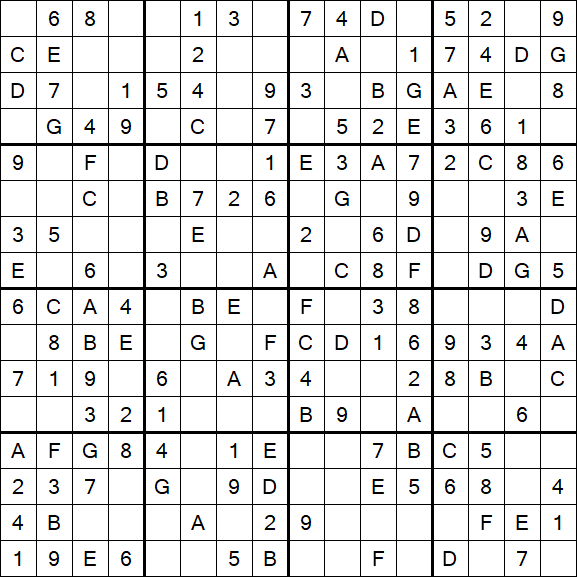 Sudoku 16x16 - Easy