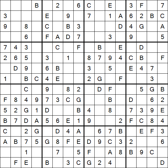 Sudoku 16x16 - Easy