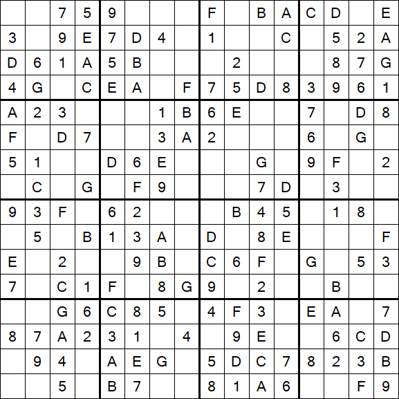 Sudoku 16x16 - Easy
