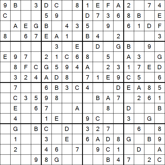 Sudoku 16x16 - Einfach