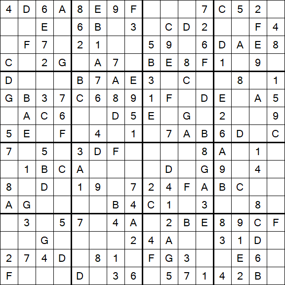 Sudoku 16x16 - Einfach