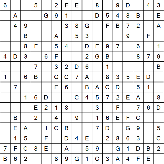 Sudoku 16x16 - Einfach