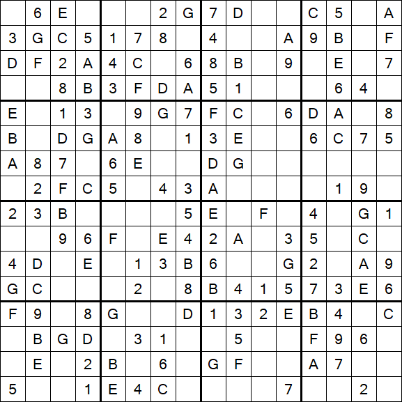 Sudoku 16x16 - Easy