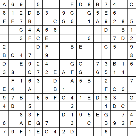 Sudoku 16x16 - Einfach